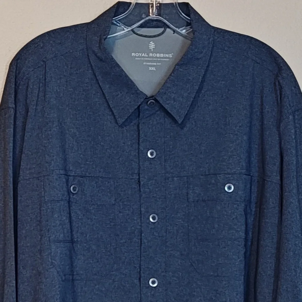 Royal Robbins Button Down Shirt Mens‎ XXL Blue Gray Tencel Modal 220-Y42383-174